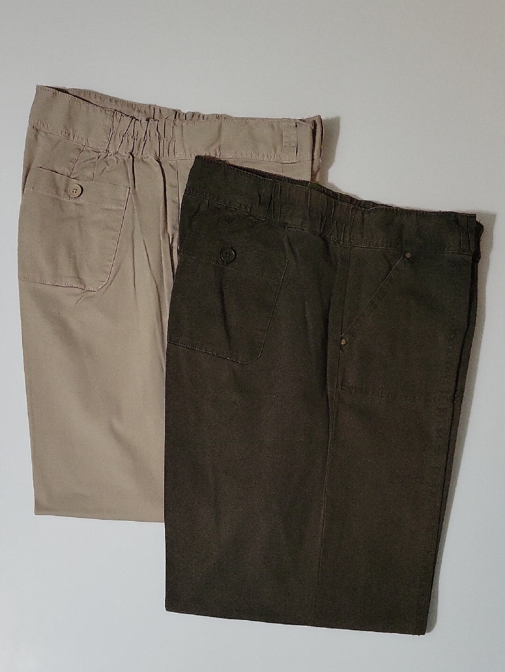 Just My Size Wide Leg Pants in Beige and Dark Olive